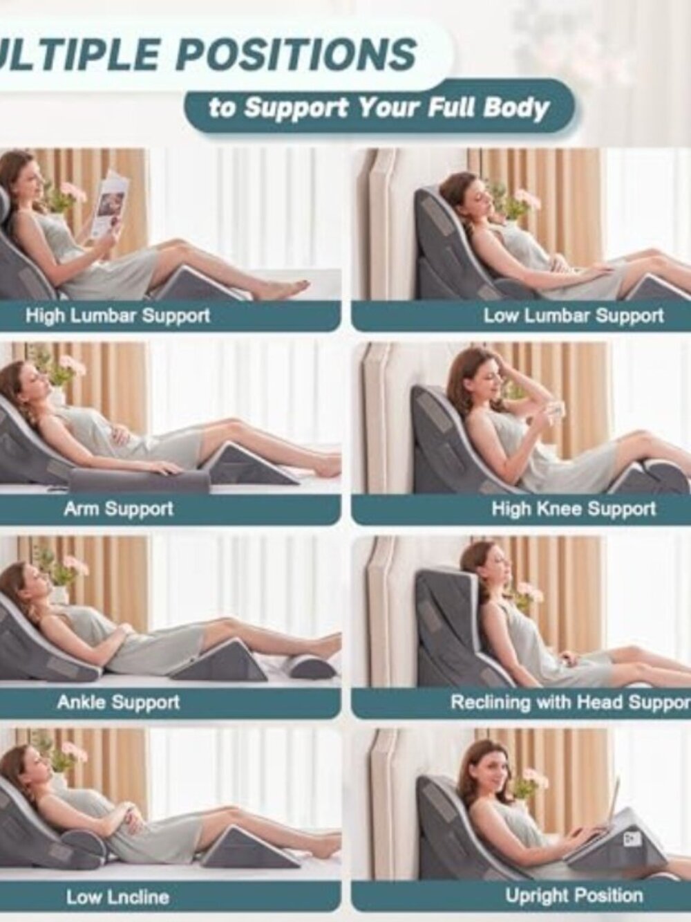 4pcs Orthopedic Bed Wedge Pillow Set for Sleeping - Wedge Pillows for After Surg - Picture 5 of 7
